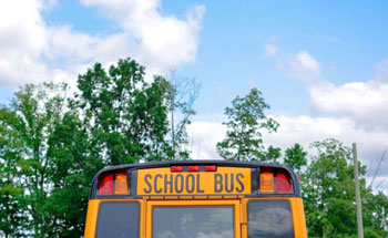 School bus taking children to school